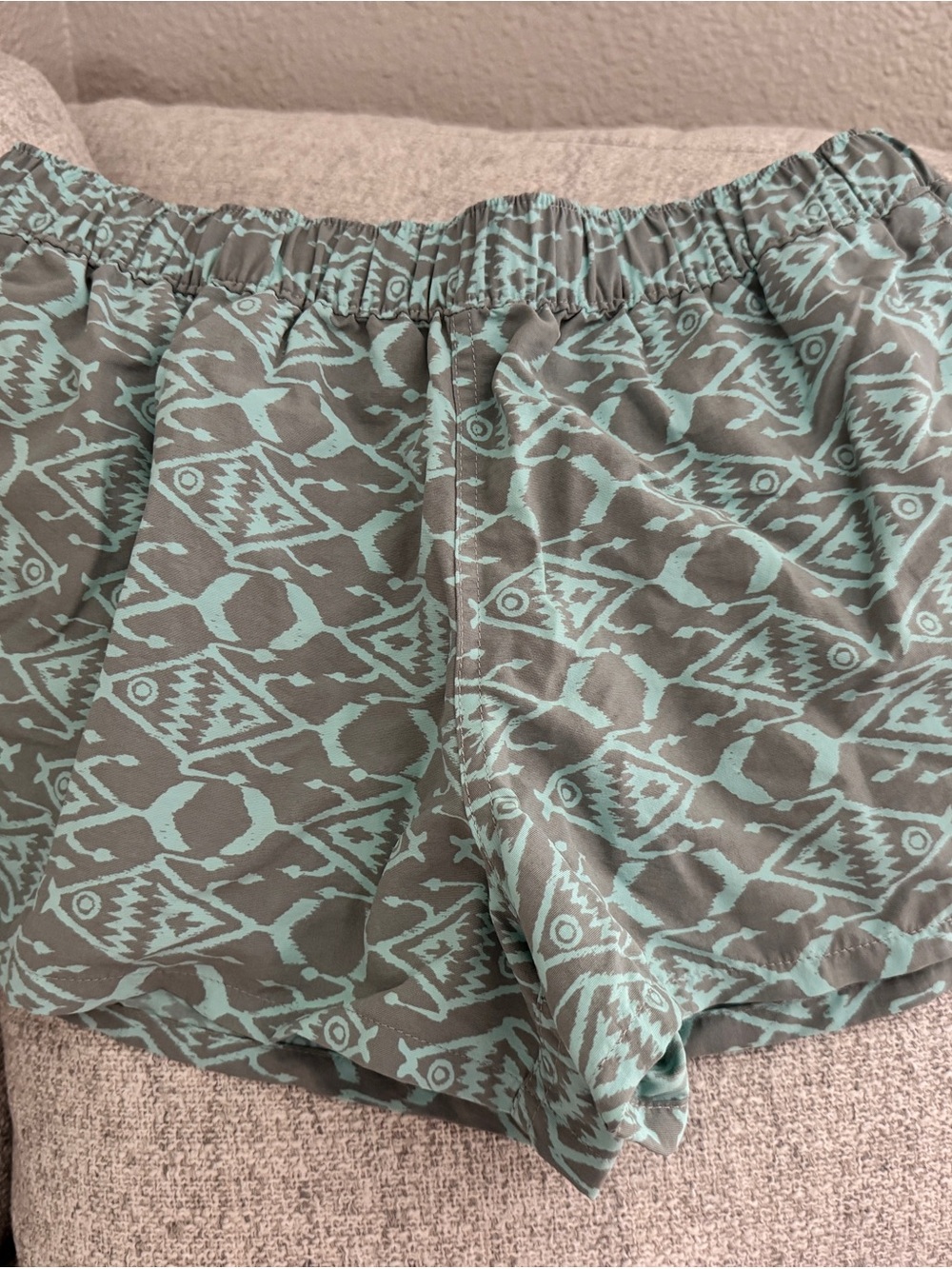 Patagonia Aqua and Gray Printed Athletic Shorts